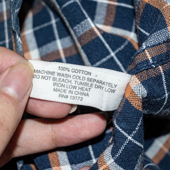SATURDAYS Surf NYC Button Down Shirt Blue Orange Plaid Cotton Small - Picture 6 of 6